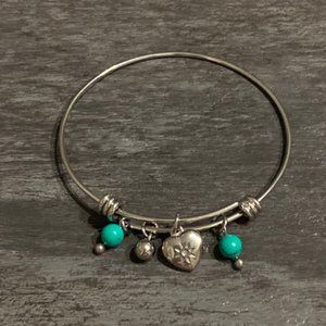 Bangles Bracelet Silver Tone Heart Charm